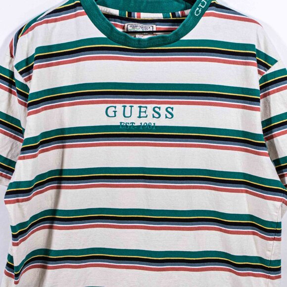 Guess Jeans Striped T-Shirt Large Y2K Streetwear Skate - Picture 2 of 10
